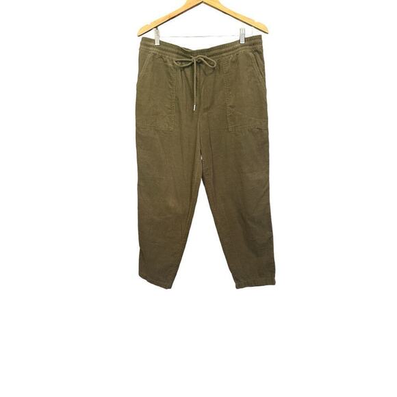Ann Taylor LOFT Women's High Rise Drawstring Corduroy Jogger Pants Size L Green - Picture 2 of 9